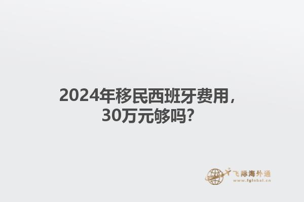 2024年移民西班牙费用，30万元够吗？