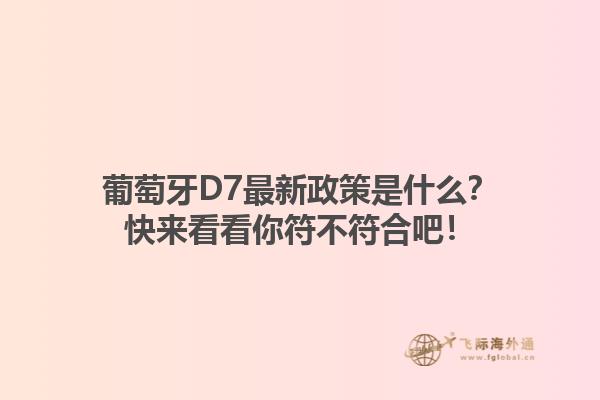 葡萄牙D7最新政策是什么？快来看看你符不符合吧！