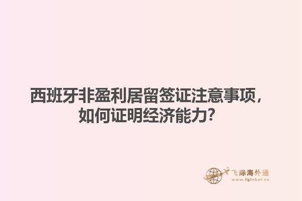 西班牙非盈利居留签证注意事项，如何证明经济能力？