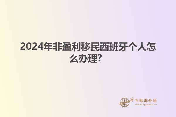 2024年非盈利移民西班牙个人怎么办理？